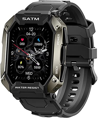Smartwatch Uomo Orologio Fitness Militari Smart Watch Tracker , 1.72  HD Full Touch,Impermeabile 5ATM con Contapassi Cardiofrequenzimetro , Activity Tracker 24 modalità Sportivo per Android iOS