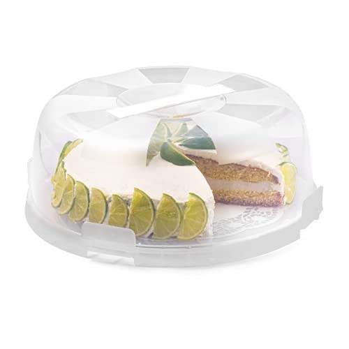 Snips | Porta Torta Delice - Delice Cake Carrier | Decoro centrino | 4 Chiusure di Sicurezza | 28 cm diametro x 9 cm altezza | Made in Italy | 0% BPA e phthalate free