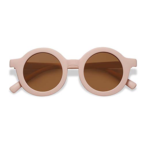 SOJOS Simpatici occhiali da sole rotondi per bambini Girls Boys Protezione UV400 SK5606 con Telaio Rosa Lente Marrone