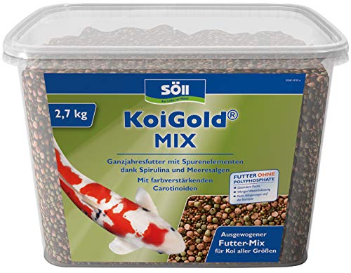 Söll 18796 KoiGold Mix - Mangime completo per tutti i pesci Koi – laghetto da giardino, confezione da 1 (1 x 2,4 kg)