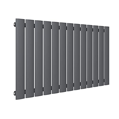 SONNI radiatore termoarreto a parete 630 x 1004 x 48 mm, termosifone a soggiorno potenza 683 W, radiatore orizzontale strato singolo da bagno, connessioni centrali G 1 2  - Antraciate