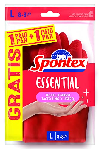 Spontex Guanti Essential 1+1, Taglia L, 4 Unità...