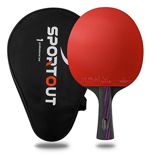 Sportout Racchette Ping Pong - 7 Strati, ITTF Approva la Gomma Racchetta da ping pong, Spugna 2mm Racchetta da Ping Pong Professionale per Allenamento e Competizione Insieme a Custodia