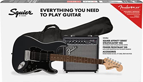 Squier Fender Affinity Stratocaster HSS LRL Charcoal Frost Metallic Pack