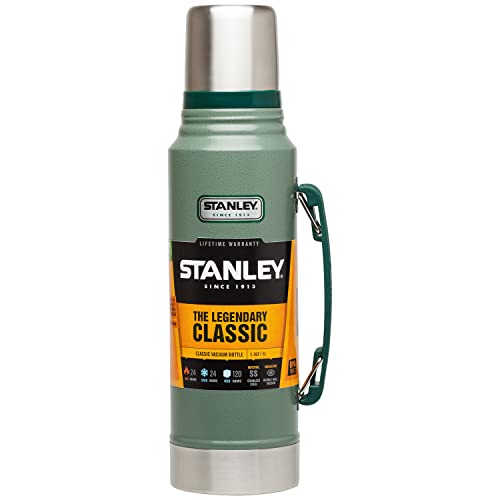 Stanley Classic Legendary Bottle 1L Hammertone Green - Borraccia Termica 1 Litro in Acciaio Inox - Thermos Senza BPA - Mantiene Calde o Fredde per 24 Ore - Lavabile in Lavastoviglie