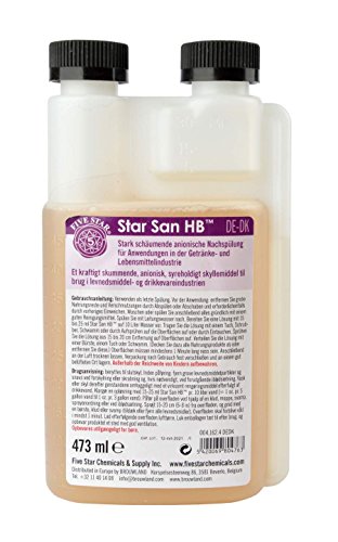 Star San HB Five Star 473 ml DE-DK - Balsamo anionico ad alta schiuma per uso nell industria delle bevande e degli alimenti