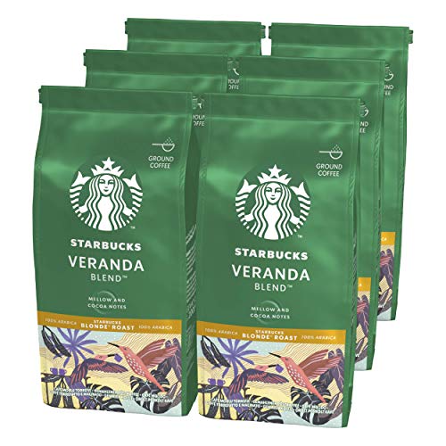 Starbucks Veranda Blend Caffè Macinato della Tostatura Leggera 6 Sacchetti da 200 g