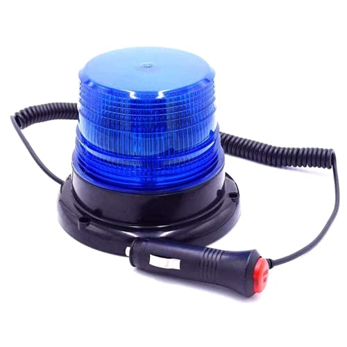 STARPIA Lampeggiante a LED Luce di Emergenza, lampeggianti per auto trattore camion,Base Magnetica per Spina Accendisigari CC 12-80V Veicoli (Blu)