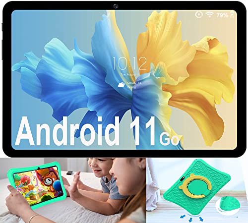 Tablet per Bambini 10 pollic, Android 11.0 Go, 64GB ROM | 256GB Espansione, Tablet Bambini Quad Core, 6000 mah, Controllo Parentale, Kidoz Preinstallato, WiFi, Bluetooth, Kid-Proof Custodia (verde)