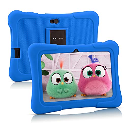 Tablet per bambini Pritom 7 pollici, Quad Core, Android 10, 16GB di ROM, WiFi, Istruzione, giochi, software per bambini preinstallato con custodia per tablet per bambini, controllo genitori (blu)