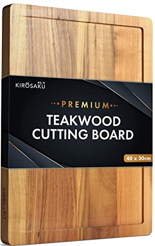 Tagliere Premium - Tagliere in legno naturale di teak - Antiscivolo, facile da pulire - Tagliere da cucina molto spesso e di alta qualità - 30x40x3 cm