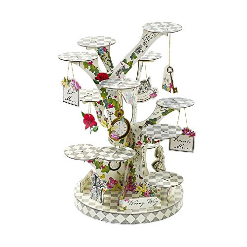 Talking Tables Alice in Wonderland Cupcake Stand Centrepiece Mad Hatter Tea Party, Paper, Mixed Colours, Height 59cm, 23 