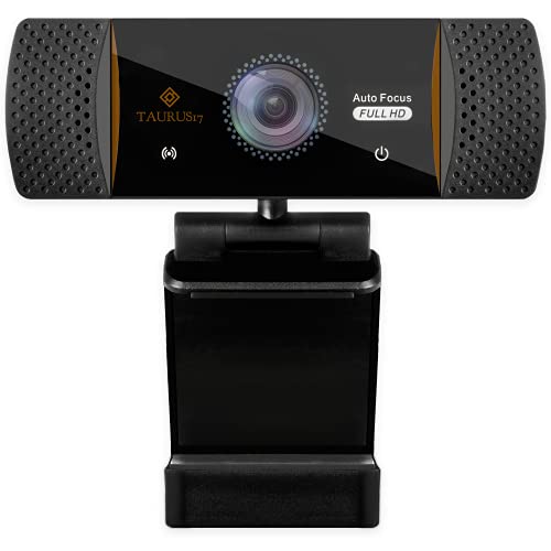 TAURUS17- Webcam per pc, con Auto Focus, microfono stereo, USB 2.0 Full HD 1080P 30 FPS, OMAGGIO treppiedi e adattatore USB-C, telecamera pc per videochiamate, live per Windows e Mac