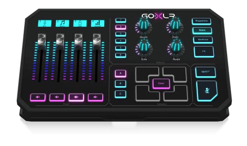 TC Helicon GoXLR Rivoluzionaria piattaforma di trasmissione online con mixer a 4 canali, fader motorizzati, scheda audio ed effetti vocali, ufficialmente supportata su Windows