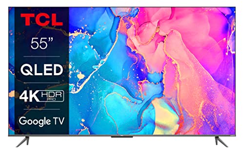 TCL 55C639 TV 55” QLED, 4K Ultra HD HDR, Google TV, Dolby Vision & Atmos, sistema audio Onkyo, controllo vocale Hands-Free, compatibile con Assistente Google & Alexa