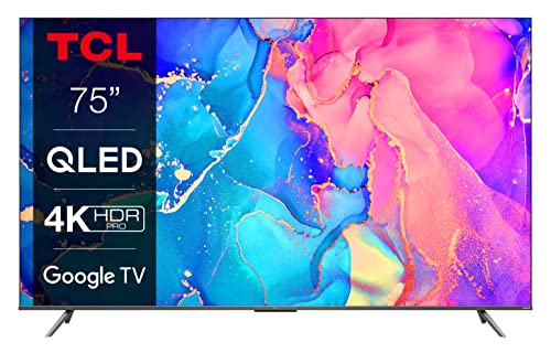 TCL 75C639 TV 75” QLED, 4K Ultra HD HDR, Google TV, Dolby Vision & Atmos, sistema audio Onkyo, controllo vocale Hands-Free, compatibile con Assistente Google & Alexa