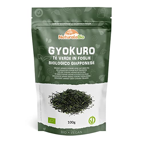 Tè verde Gyokuro Giapponese Biologico da 100g. Bio, Naturale e Puro, Thè verde in foglie di primo raccolto coltivato in Giappone. Organic Japanese Gyokuro Green Tea. NaturaleBio.