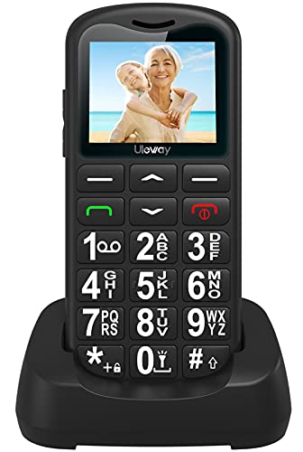 Telefono Cellulare per Persone Anziane, Uleway G180 Senior, GSM Telefono Dual Sim con Tasti Grandi e Facile da Usare, Funzione SOS,Batteria di Grande Capacità, Volume Alto Con Base di Ricarica (Nero)