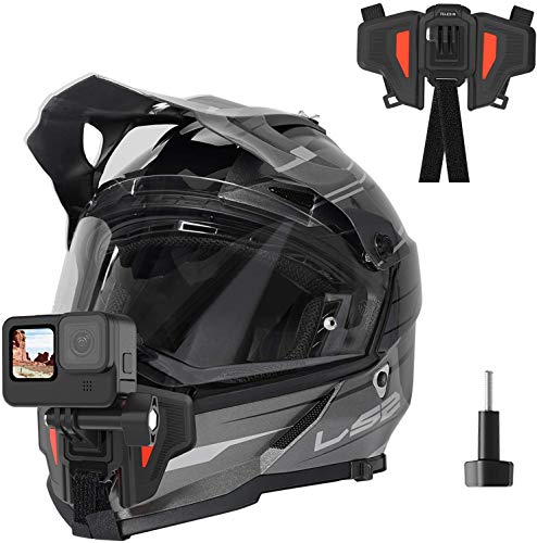 TELESIN - Supporto per videocamera con montaggio anteriore per casco da moto con mento curvo, per GoPro Hero , Osmo Action, Insta 360 ,Silicone antiscivolo, facile da installare (Seconda generazione)