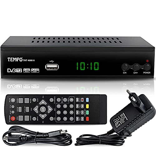 Tempo tmp4000 - Decoder Digitale Terrestre DVB T2   HD   HDMI   Ricevitore TV   PVR   H.265 HEVC   USB   DVB-T2, Nero