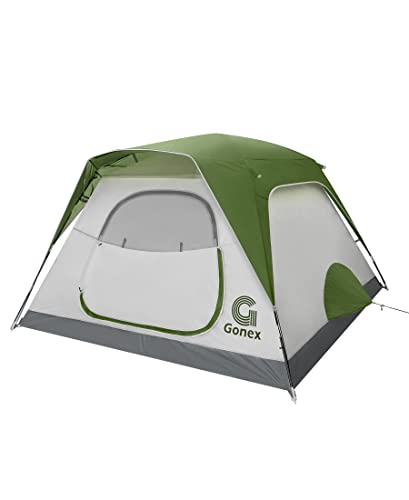 Tenda da Campeggio Gonex, Tenda Istantanea Pop-up per 4 Persone per Famiglia, Tenda a Cupola Leggera Impermeabile Facile da Installare con Rainfly, 4 Stagioni per Escursionismo, Alpinismo e Outdoor
