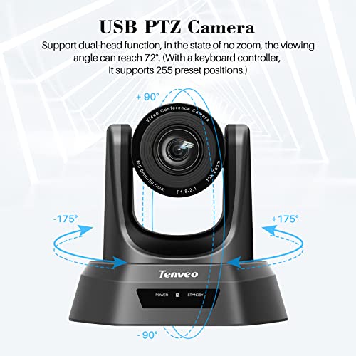 Tenveo Telecamera PC per Conferenze 10X Zoom ottico, Webcam Grandan...