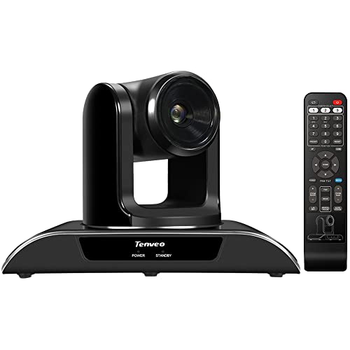 Tenveo Webcam HD 1080P per videoconferenza con zoom ottico 3X, USB PTZ, per videoconferenze riunioni aziendali streaming live YouTube Twitch OBS Skype Zoom(VHD3U)