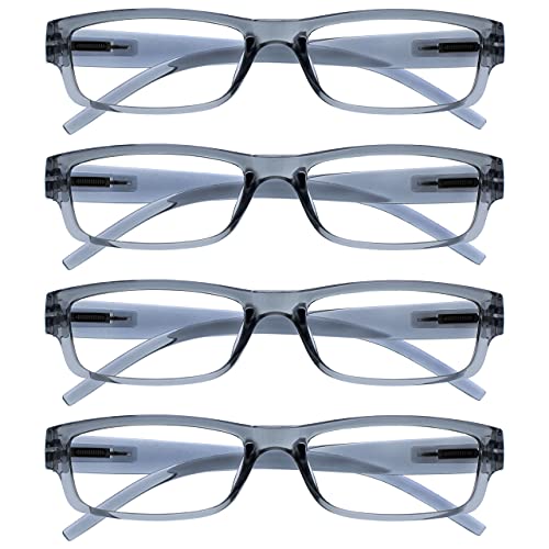 The Reading Glasses Company Grigio Leggero Comodo Lettori Valore 4 Pacco Stile Designer Uomo Donna Uvr4Pk032Gr +1,50 - 88 Gr