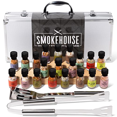 Thoughtfully Gifts, BBQ Grilling Case and Rubs Gift Set, include saporiti BBQ Rubs e condimenti con BBQ Grilling Tools