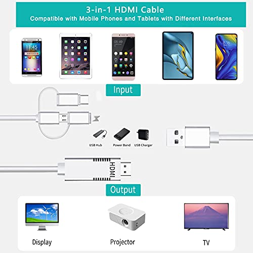 Tihokile Cavo Phone a HDMI, Tipo C Micro USB Cavo HDMI Mirroring Sc...