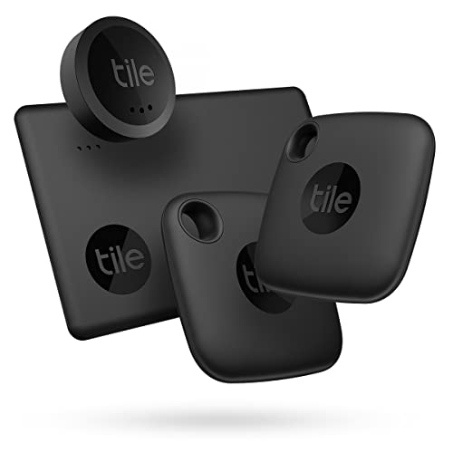 Tile Essentials (2022) Bluetooth Set di ricerca oggetti - 4 Pezzi (2 Mates, 1 Slim, 1 Sticker), compatibile con Alexa e Google Smart Home, iOS e Android, Trova chiavi, portafogli, telecomandi e altro
