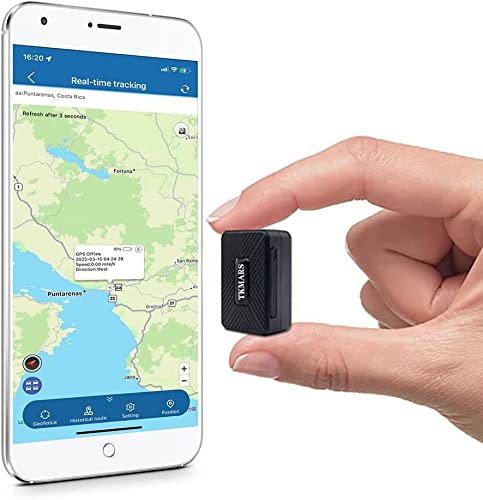TKMARS Mini GPS Tracker,Portatile GPS 1500 mAh Standby 25 Giorni Localizzatore GPS in Tempo Reale Anti Loss Spia Con Il Buco Della Serratura per Auto Moto Bambini, Impermeabile Magnetico Versione