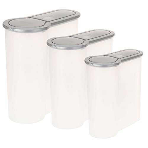 ToCi - Set di 3 contenitori per alimenti, in 3 misure, da 4,0 l, 2,4 l, 1,3 l, colore: grigio-trasparente.