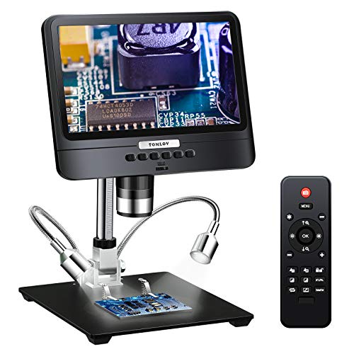 TOMLOV DM10 8,5   Microscopio digitale 50X-1300X, Microscopio LCD di saldatura Video UHD con Telecomando IR-12MP Sensore Fotocamera-32GB Card per Adulti PCB