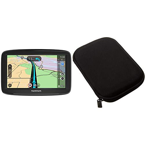 TomTom Start 52 Europa 45 GPS per Auto, Display da 5 Pollici, Mappe a Vita & Amazon Basics Custodia rigida per GPS da 5  (12,7 cm), colore: Nero