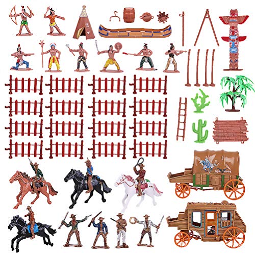 TOYANDONA 1 set di giocattoli indiani e jeans, statuette di nativi americani in plastica per decorazione o giocattolo