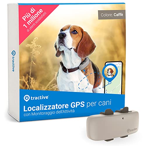 Tractive - GPS per cani, Localizzazione in tempo reale con raggio illimitato, Compatibile con tutti i collari (marrone)