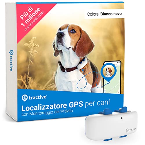 Tractive - GPS per cani, Localizzazione in tempo reale con raggio illimitato, Compatibile con tutti i collari (bianco)