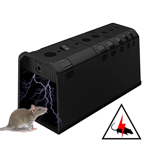 Trappola elettrica per topi, per catturare topi, arvicole, scoiattoli, criceti e altri roditori interni ed esterni (nero)