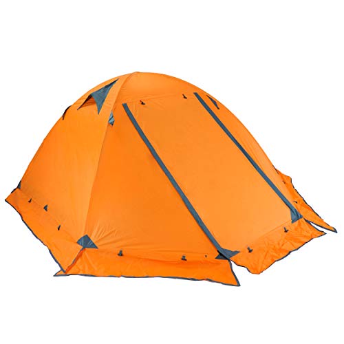 TRIWONDER Tenda da Campeggio 1 2 3 Posti Tenda Antivento Ultraleggera da Spiaggia Trekking Mare Montagna Escursionismo Alpinismo (Arancione - 3 Persone (con Snow Flap))