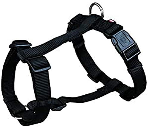 Trixie Premium H-Harness Cinturino completamente regolabile per cani, Nylon, Nero, M-L:52-75 cm 20 mm