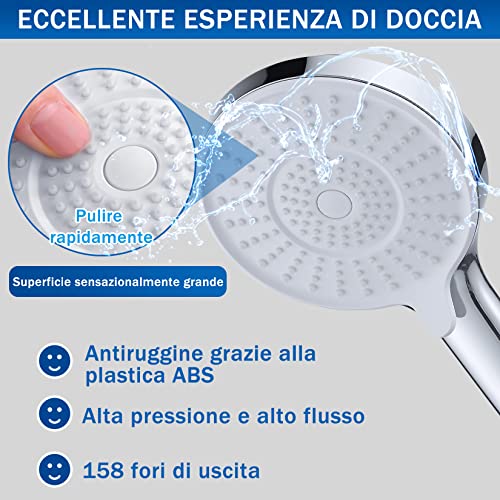 Turnart Soffione Doccino per Doccia-12 cm Doccia Grande Risparmio I...