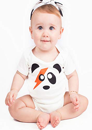 Tutina per neonato, motivo Ziggy Stardust panda, per i fan di David Bowie, per maschietti e femminucce bianco White 3-6 mesi