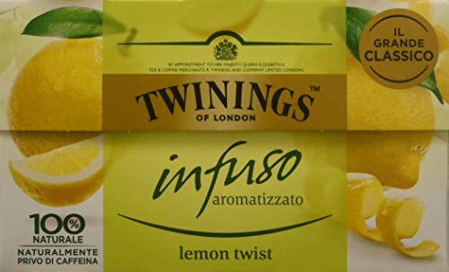 Twinings, Lemon Twist Tea, Tè Aromatizzato al Gusto Limone, Senza Caffeina, Infusi e Tisane, Confezione da 120 Filtri