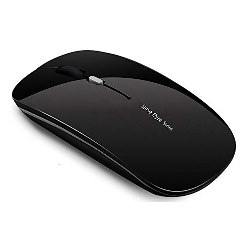 Uiosmuph Q5 Mouse Wireless Ricaricabile, Senza Fili Silenzioso 2,4G 1600DPI Mouse Portatile da Viaggio Ottico con Ricevitore USB per Windows 10 8 7 XP Vista PC Mac (Nero)