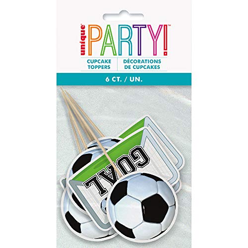 Unique Party 27285 - Decorazioni Per Torte per Feste di Calcio - Confezione da 6, Multicolore