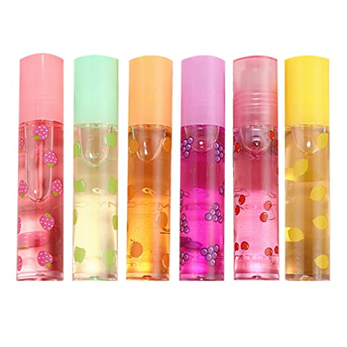 Uonlytech 6Pcs di Frutta Sapore Lip Gloss Fruttato Roll on Lip Gloss Baciare Frutta Gloss per Le Donne E Le Ragazze