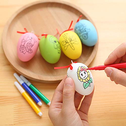 Uovo di Pasqua Simulazione Uovo Doodle Decorazione Regalo di Festa Uovo di Plastica Uovo D Oca Bambino Fatto A Mano Fai da Te 6 Pezzi