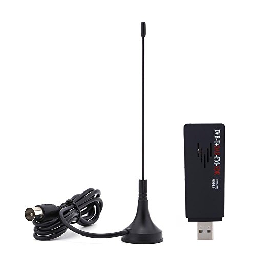 USB 2.0 DVB-T digitale SDR + DAB + FM HDTV TV Stick + RTL2832U Set sintonizzatore TV con supporto di aspirazione dell antenna e telecomando per la registrazione di programmi radio e video terrestri di