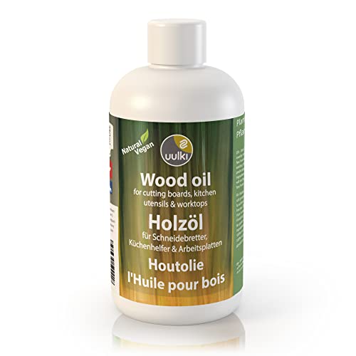 UULKI | Olio naturale per tagliere vegano per tagliere di legno e bambù, blocco da macellaio, piano di lavoro | Senza olio minerale e olio per legno per uso alimentare cura impermeabile (250 ml)